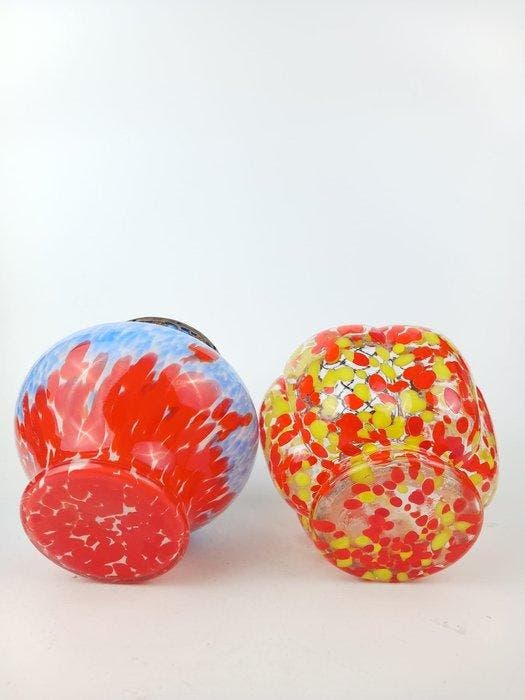 Verriere Dolhain - Vaas (2) - pique fleur - Glas, Antiquités & Art, Antiquités | Verre & Cristal