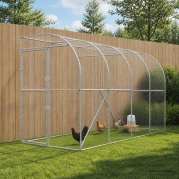 vidaXL Kippenhok Tegen de Muur zilver 600 x 150 x 215 cm, Verzenden, Nieuw