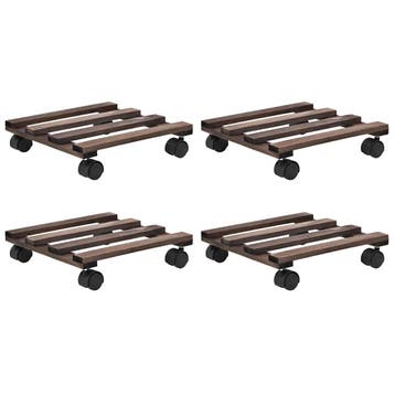 vidaXL Plantenrollers 4 st 25x25 cm cederhout, Tuin en Terras, Verzenden, Nieuw