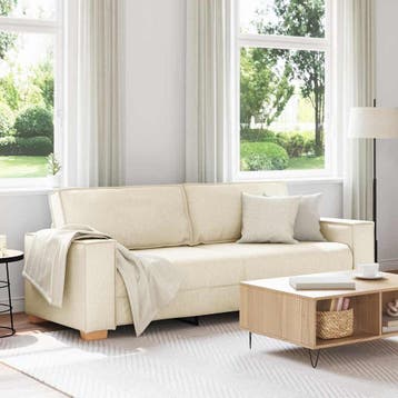 vidaXL 3-Zits Sofa Beige 220 cm Linnenmix Stoffen, Verzenden, Nieuw