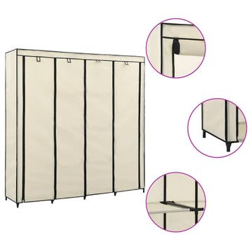 vidaXL Kledingkast met 4 vakken 175x45x170 cm crème, Verzenden, Nieuw