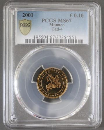 10 Cents Monaco Km 170 10 Cent 2001 Ritter Grimaldi Pcgs..., Verzenden, België