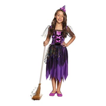 Halloween Heks Kostuum Kind Paarse Glitter, Verzenden, Nieuw