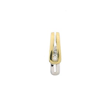 Zinzi bicolor gouden minimalistische hanger met diamanten..., Handtassen en Accessoires, Bedels, Ophalen of Verzenden, Gebruikt