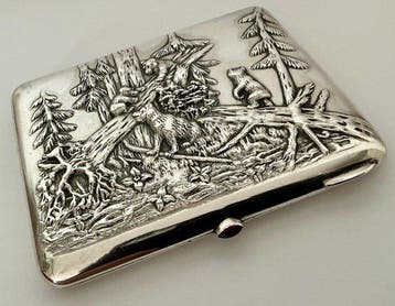 Sigarettendoos - .875 (84 Zolotniki) zilver - Russische