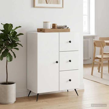 vidaXL Dressoir met lade Hoogglans Wit 66 x 34,5 x 90 cm, Verzenden, Nieuw