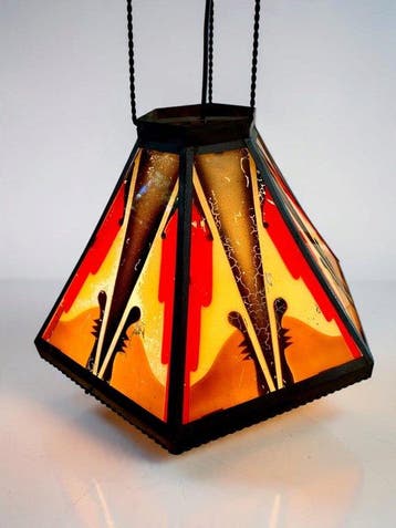 1920s Amsterdamse School/ Art Deco - Plafondlamp - Glas,
