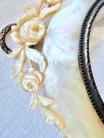 Antique Carved Shell - Lijst- Uniek - Gepatineerd brons,