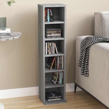 vidaXL Cd-kast 21x20x88 cm bewerkt hout grijs sonoma, Maison & Meubles, Accessoires pour la Maison | Étagères pour CD & DVD, Verzenden