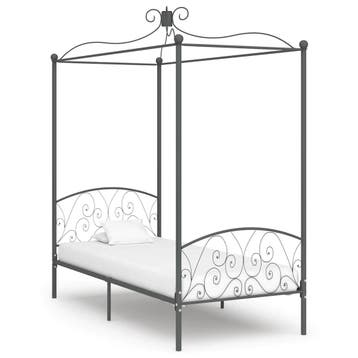 vidaXL Hemelbedframe metaal grijs 100x200 cm, Verzenden