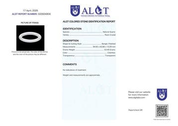 Certifié ALGT - Jonc en quartz naturel, grand et magistral -