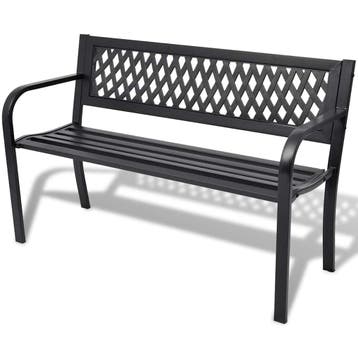 vidaXL Tuinbank 118 cm staal zwart, Verzenden, Nieuw