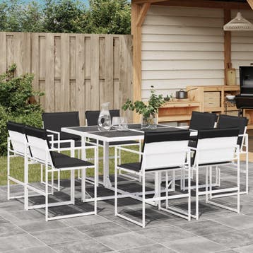 vidaXL 9-delige Tuinset met kussens textileen wit, Verzenden, Tuinset