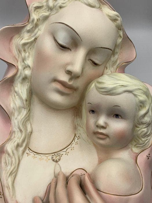 Keramos - sculptuur, Madonna Con Bambino - 40 cm - Keramiek, Antiek en Kunst, Antiek | Glaswerk en Kristal