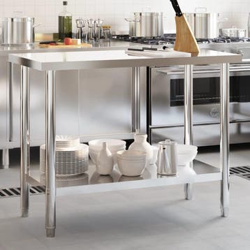 vidaXL Keukenwerktafel 110x55x85 cm roestvrij staal, Verzenden