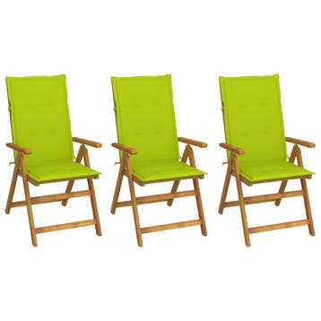 vidaXL Set van 3 klapstoelen met kussens, gemaakt van, Verzenden, Nieuw