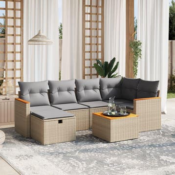 vidaXL Patio Sofa Set 6 st 6-zits Beige en Grijs, Verzenden, Nieuw