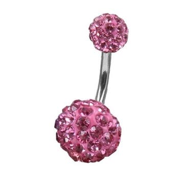 Fako Bijoux - Navelpiercing - Disco Dots Duo - 8mm - Roze, Handtassen en Accessoires, Piercings, Verzenden, Nieuw