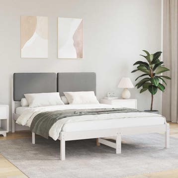 vidaXL Bedframe met Gevoerde Hoofdbord Lichtgrijs 140 x 190, Verzenden, Nieuw