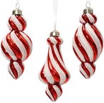 Kerstballen glas Ornament Rood Wit per stuk, Nieuw