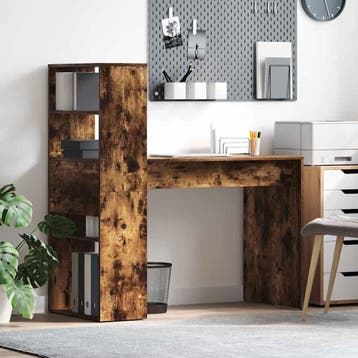 vidaXL Bureau Rook Eiken Bewerkt hout 113 x 54 x 120 cm, Verzenden, Nieuw