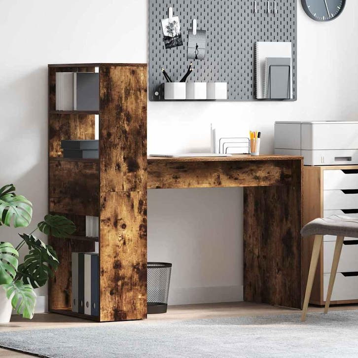 vidaXL Bureau Rook Eiken Bewerkt hout 113 x 54 x 120 cm, Maison & Meubles, Bureaux, Envoi