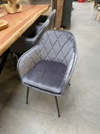 Armstoel velvet, geruit grijs/blauw (nieuw, A-keuze), Huis en Inrichting, Nieuw, Stof
