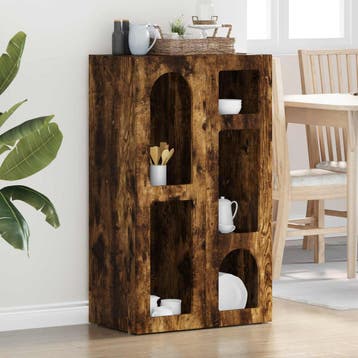 vidaXL Dressoir ELST Rook Eiken 59 x 35 x 100,5 cm Bewerkt, Huis en Inrichting, Verzenden, Nieuw
