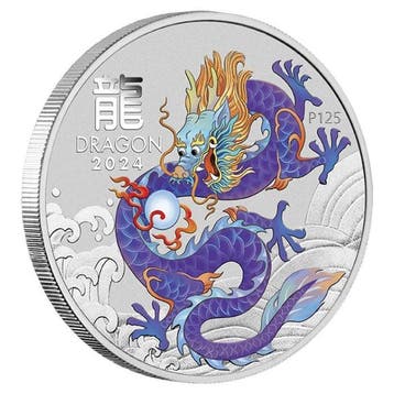 Australië. 2024 4 oz Australian Coloured Lunar Year of the