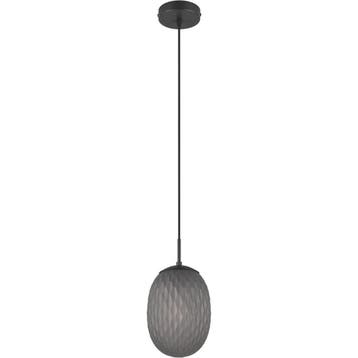 Zwarte LED Hanglamp - Metalen LED Hanglamp met Rookkleurig G, Huis en Inrichting, Lampen | Hanglampen, Verzenden, Nieuw