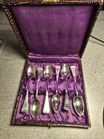 Boîte à cuillères (6) - Argent 835 - Ensemble de cuillères, Antiquités & Art