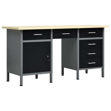 vidaXL Werkbank 160x60x85 cm staal zwart, Verzenden