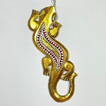 Wanddecoratie - Elegant Golden Gecko - Handmade Ethnic Asian