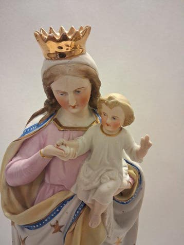 Beeld, Madonna met kind - 37 cm - Porselein