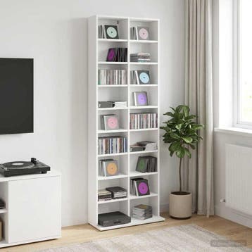 vidaXL CD Kast Wit 65 x 23,5 x 175 cm Bewerkt hout, Huis en Inrichting, Verzenden, Nieuw