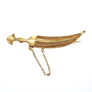 Gouden broche van een Arabische dolk, Ophalen of Verzenden, Gebruikt, Goud, Goud
