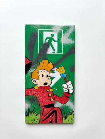 Dezache - Spirou - peinture originale sur plaque de métro en