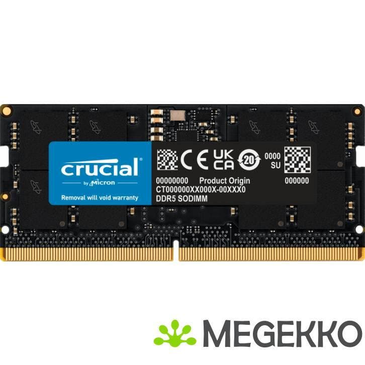 Crucial DDR5 SODIMM 1x16GB 5600, Computers en Software, RAM geheugen, Nieuw, Verzenden