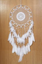 Dromenvanger Groot Mandala Wit Dreamcatcher Veren Macramé Bo, Ophalen of Verzenden, Nieuw