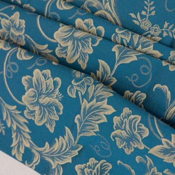 BA207 - Jacquardstof Garden Barocco – petrolkleurige