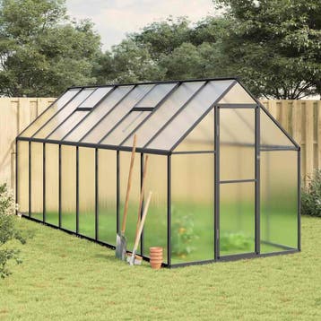 vidaXL Tuinkas met basisframe 445x169x195 cm aluminium, Verzenden