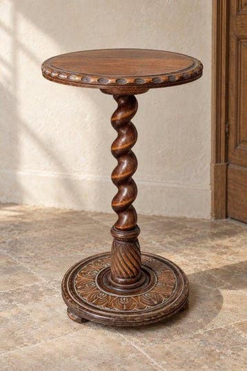 Table dappoint - Chêne - Piédestal antique, Antiquités & Art
