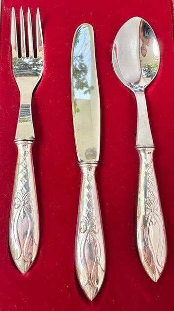 Ménagère (3) - Argent 835 - Ensemble pour enfant, Antiquités & Art