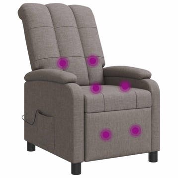vidaXL Massage Relaxstoel Taupe Stof, Verzenden