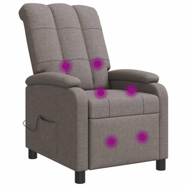 vidaXL Massage Relaxstoel Taupe Stof, Huis en Inrichting, Fauteuils, Nieuw, Verzenden