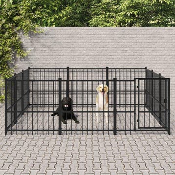 vidaXL Hondenkennel voor buiten 8,47 m² staal, Verzenden, Nieuw