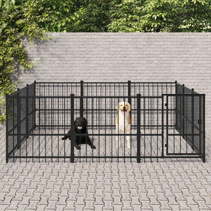 vidaXL Hondenkennel voor buiten 8,47 m² staal, Animaux & Accessoires, Caisses pour chiens, Envoi