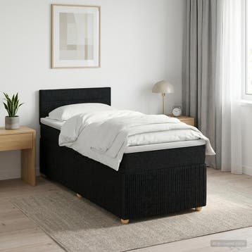 vidaXL Boxspringbed met matras met hoofdeinde Zwart 90 x 200, Verzenden