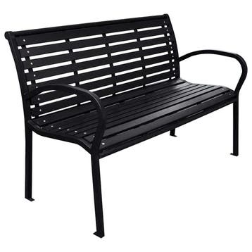 vidaXL Tuinbank 116 cm staal en HKC zwart, Verzenden, Nieuw