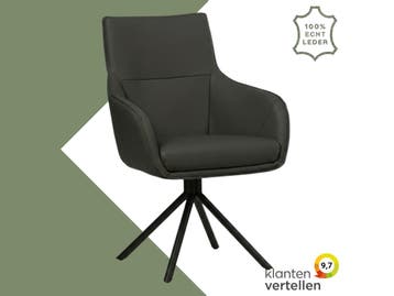 Leren draaibare eetkamerstoel Fancy - Toledo Antracite, Nieuw, Leer, Ophalen of Verzenden, 90 cm of meer